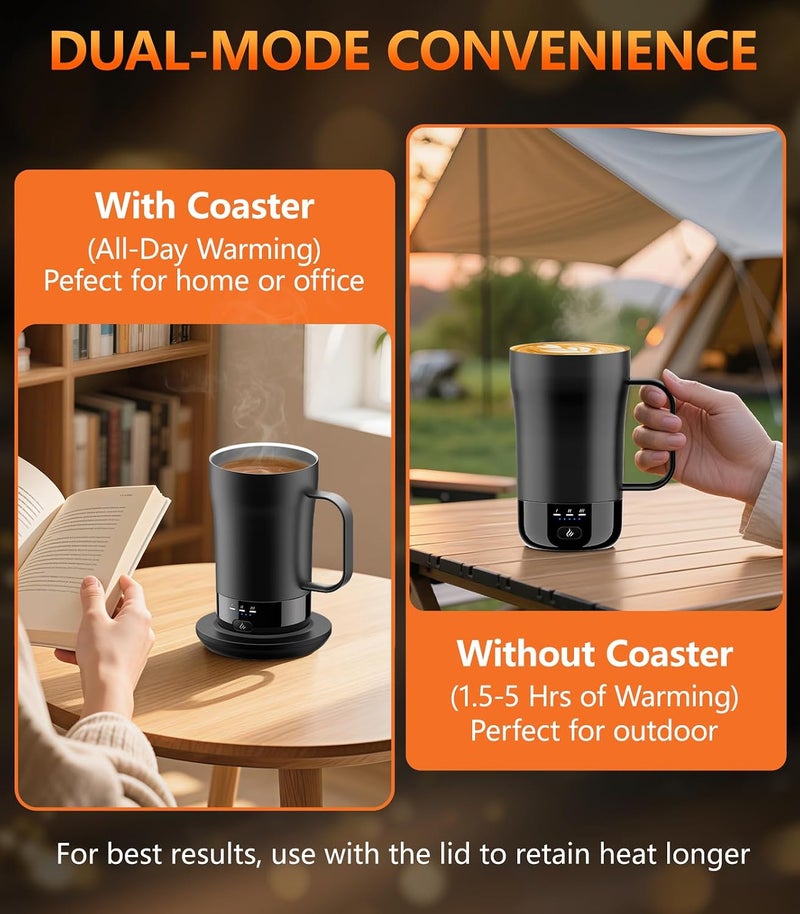 PUSEE Self-Heating Coffee Mug, 400ml, Heated Coffee Mug, Rechargeable, Temperature Control, Keeps Beverages Hot, Smart Mug, Great Gift for Women and Slow Drinkers - Image 3