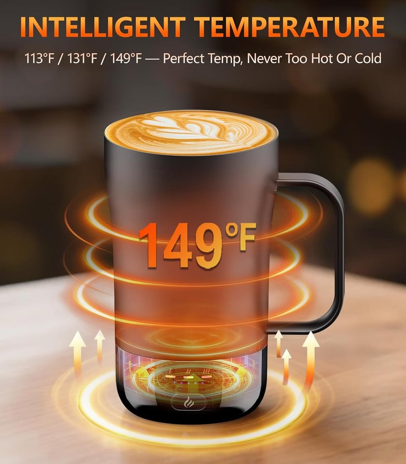 PUSEE Self-Heating Coffee Mug, 400ml, Heated Coffee Mug, Rechargeable, Temperature Control, Keeps Beverages Hot, Smart Mug, Great Gift for Women and Slow Drinkers - Image 2