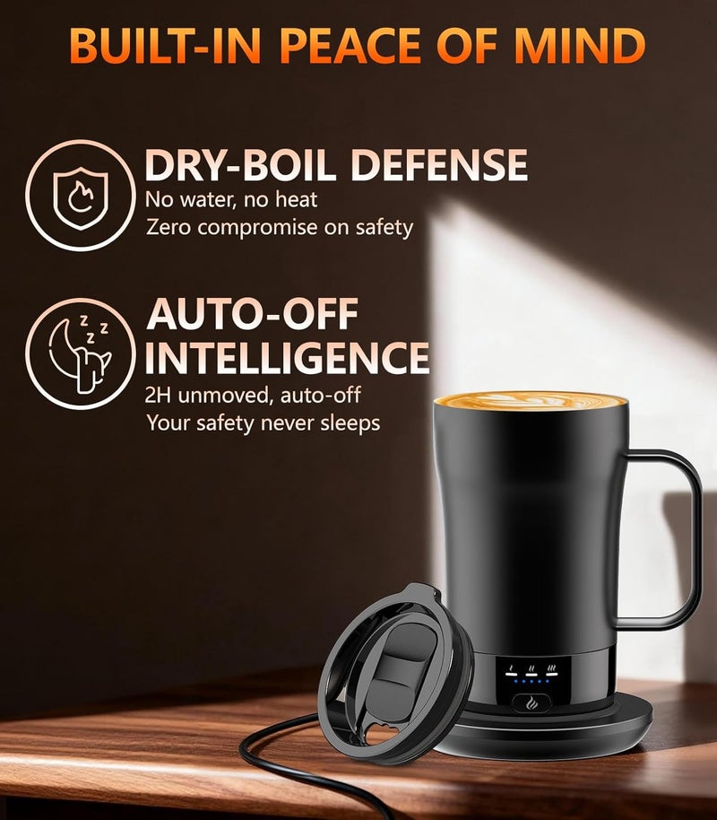 PUSEE Self-Heating Coffee Mug, 400ml, Heated Coffee Mug, Rechargeable, Temperature Control, Keeps Beverages Hot, Smart Mug, Great Gift for Women and Slow Drinkers - Image 4