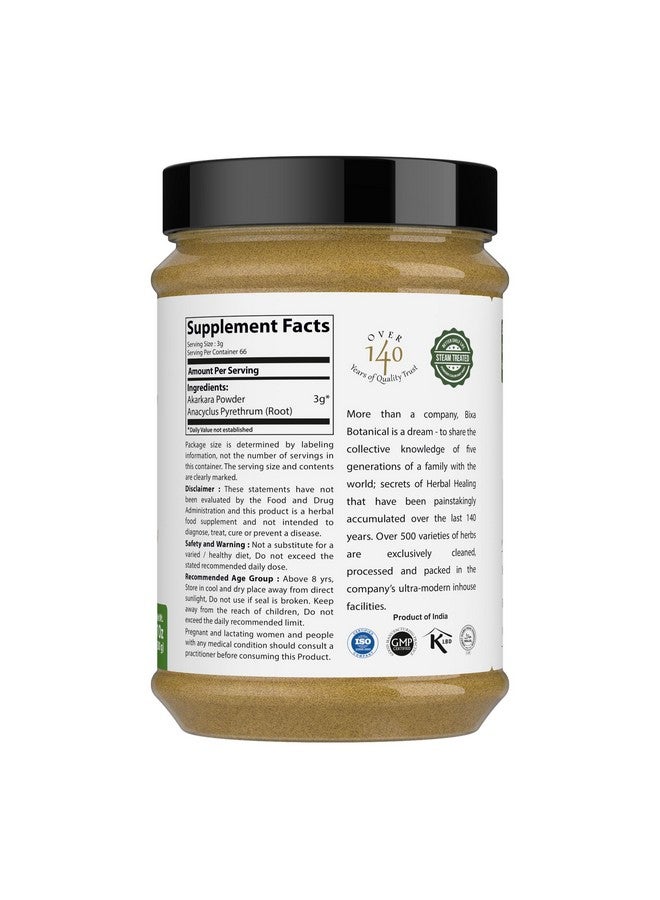 bixa BOTANICAL Pellitory Root Powder | Anacyclus pyrethrum/Akarkara | Ayurvedic Herbal Supplement | 200 GMS / 7 OZ | Gluten Free, Non-GMO, Steam Treated, Vegan, 100% Pure. - Image 2