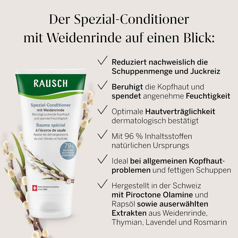 RAUSCH Special Conditioner with Willow Bark 150 ml  Balancing Care for Oily Dandruff & Itchy Scalp  Vegan & SiliconeFree Made in Switzerland with Willow Bark Extract - Image 2