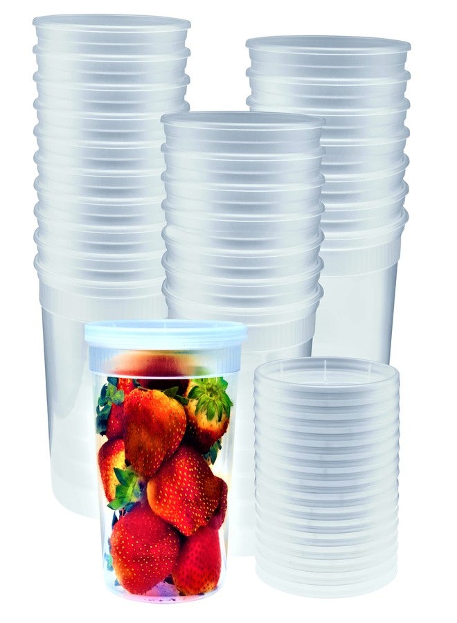 Green Direct Deli Food Storage Containers with Lids, 32 oz. Pack of 24, Disposable Clear Round Leakproof Food Storage Containers - Image 1