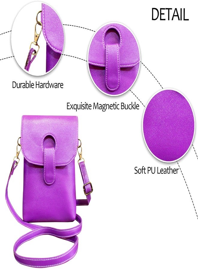 TGK Women's Small Cross-Body Phone Bag Stylish PU Leather Mobile Cell Phone Holder Pocket Purse Wallet Sling Bag Mini Shoulder Bags (Purple) - Image 3