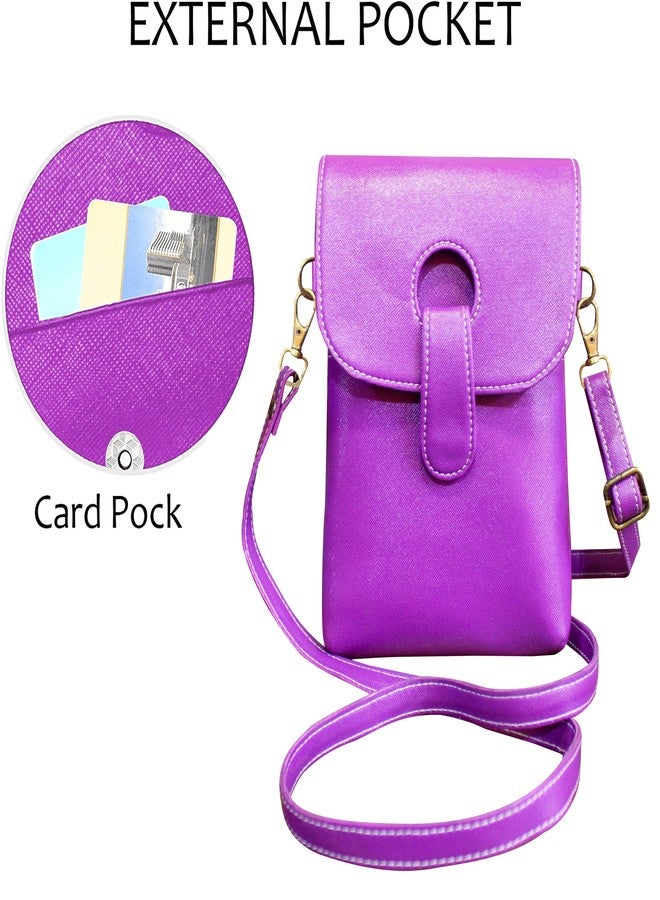 TGK Women's Small Cross-Body Phone Bag Stylish PU Leather Mobile Cell Phone Holder Pocket Purse Wallet Sling Bag Mini Shoulder Bags (Purple) - Image 2