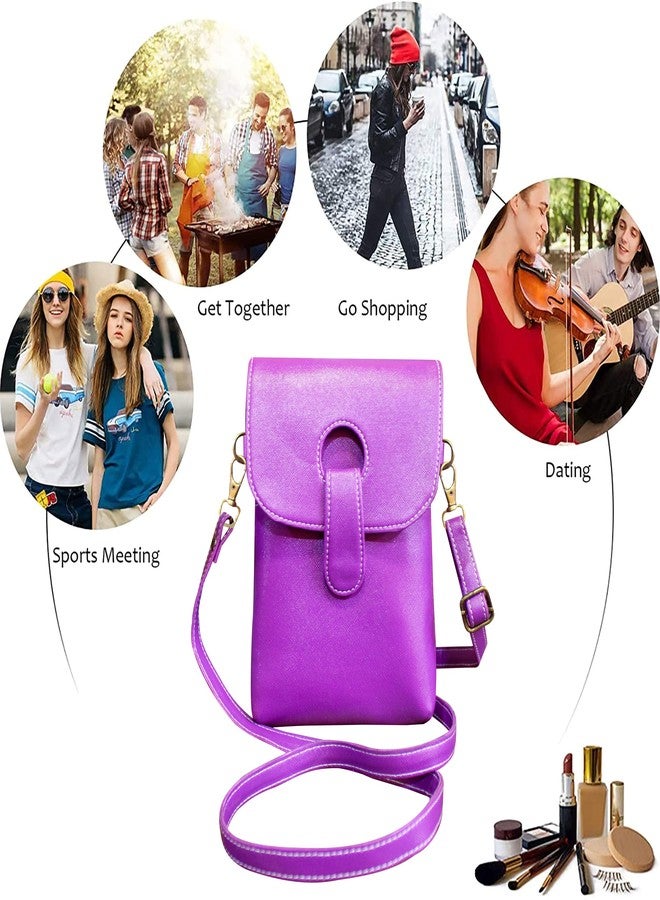 TGK Women's Small Cross-Body Phone Bag Stylish PU Leather Mobile Cell Phone Holder Pocket Purse Wallet Sling Bag Mini Shoulder Bags (Purple) - Image 5