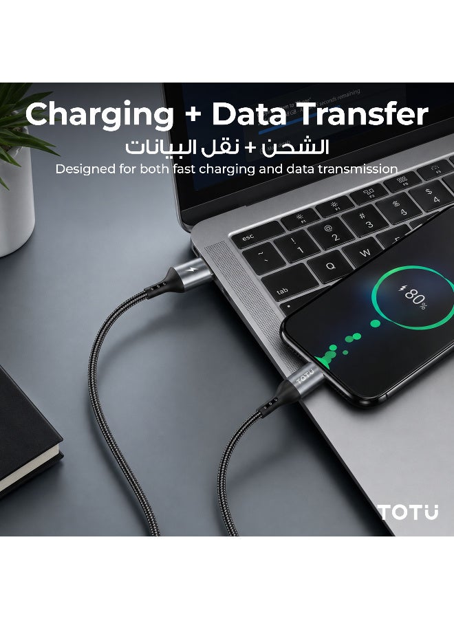 Totu 2.4A Fast Charging Micro USB Cable [1.2m] Nylon Braided Anti-Break Android Data Cord with Aluminum Alloy Shell, Black - Image 4