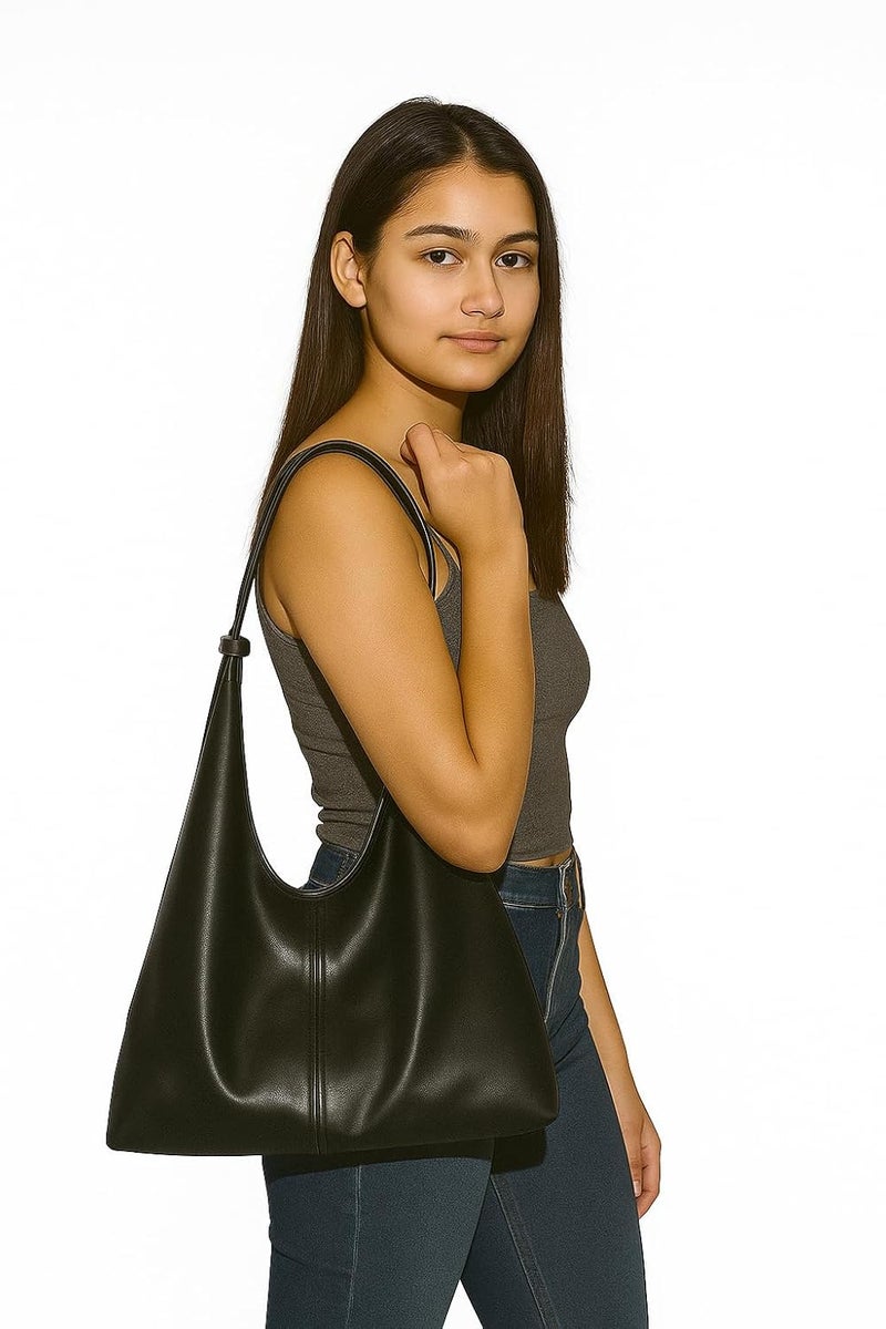 ASDIP Women's Hobo Shoulder Handbag, Premium Leather, Large Capacity 15L, Zipper Closure, Classic Style with Interior Pocket, All Season - Image 2