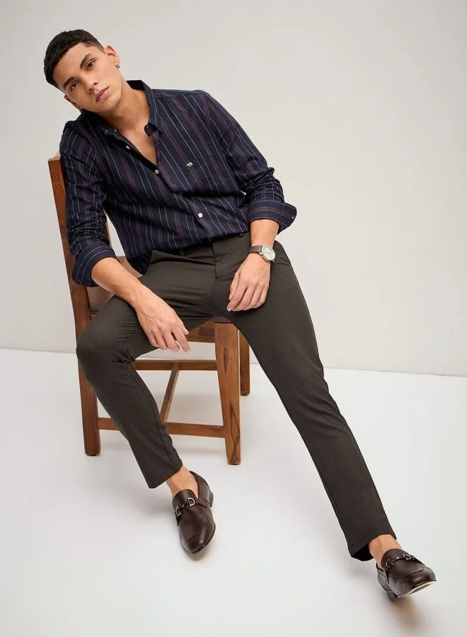 THE BEAR HOUSE Men's Brown 4 Way Stretch Formal Trouser Versatile Office and Travel Pants Comfortable Fit for Everyday Use Easy to Style Bottomwear for Work Weekend and Outings