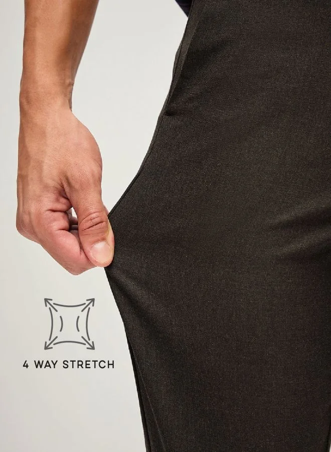 THE BEAR HOUSE Men's Brown 4 Way Stretch Formal Trouser Versatile Office and Travel Pants Comfortable Fit for Everyday Use Easy to Style Bottomwear for Work Weekend and Outings