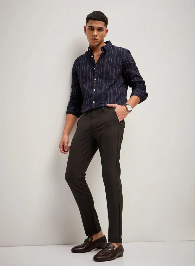 THE BEAR HOUSE Men's Brown 4 Way Stretch Formal Trouser Versatile Office and Travel Pants Comfortable Fit for Everyday Use Easy to Style Bottomwear for Work Weekend and Outings