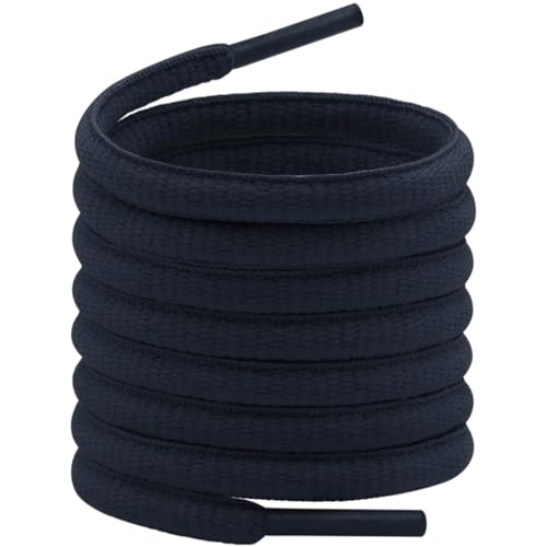 YFINE Oval Sports Shoe Laces: 2 Pairs 31 Inch Navy Blue Half Round Shoelaces for Sneaker Athletic Shoes - Image 1