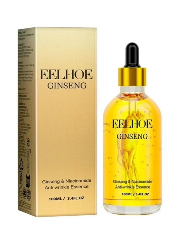 EELHOE Ginseng And Niacinamide Anti-Wrinkle Essence, Ginseng Anti Ageing Serum For Women, Fade The Eyes Of Fine Lines And Lines, Tighten The Face, Moisturize The Skin Essence 100ml - Image 1