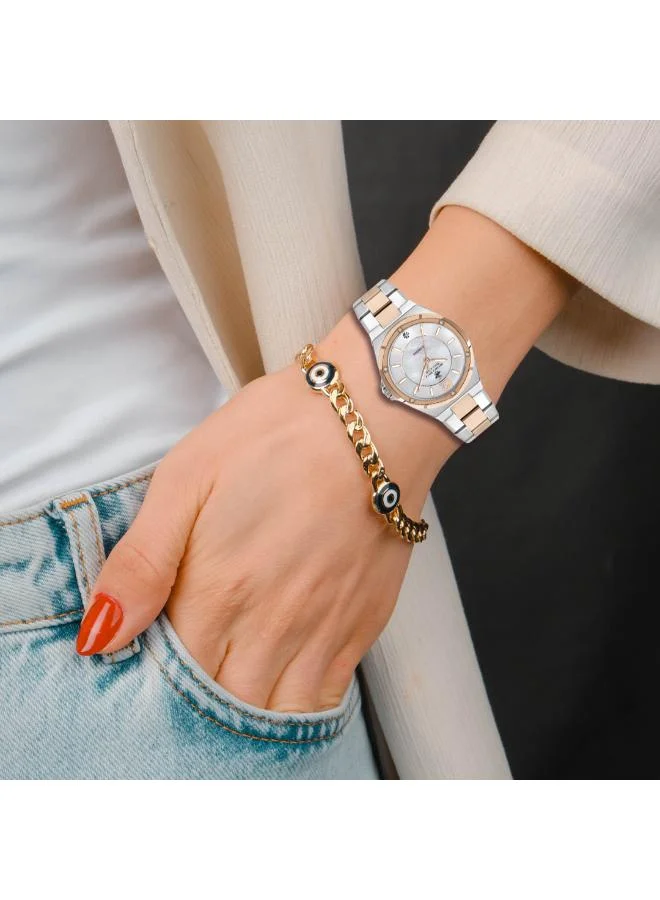 بيفرلي هيلز بولو كلوب Beverly Hills Polo Club BP3351X.520 Women's Analog Display Watch & Metal Strap Silver