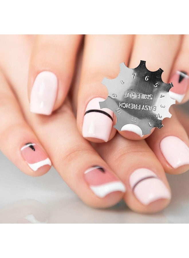 قالب حافة مانيكير فن الأظافر، أداة قص جل خط الابتسامة الفرنسية من الفولاذ المقاوم للصدأ، أداة قص حافة خط الابتسامة الفرنسية السهلة، أداة قالب فن الأظافر، فضي - Image 2