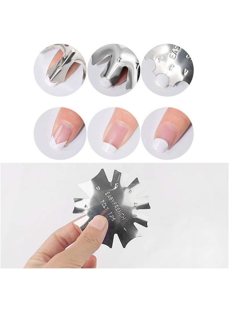 قالب حافة مانيكير فن الأظافر، أداة قص جل خط الابتسامة الفرنسية من الفولاذ المقاوم للصدأ، أداة قص حافة خط الابتسامة الفرنسية السهلة، أداة قالب فن الأظافر، فضي - Image 5
