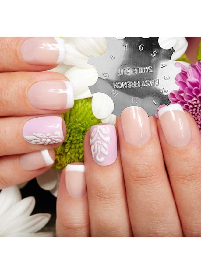 قالب حافة مانيكير فن الأظافر، أداة قص جل خط الابتسامة الفرنسية من الفولاذ المقاوم للصدأ، أداة قص حافة خط الابتسامة الفرنسية السهلة، أداة قالب فن الأظافر، فضي - Image 3