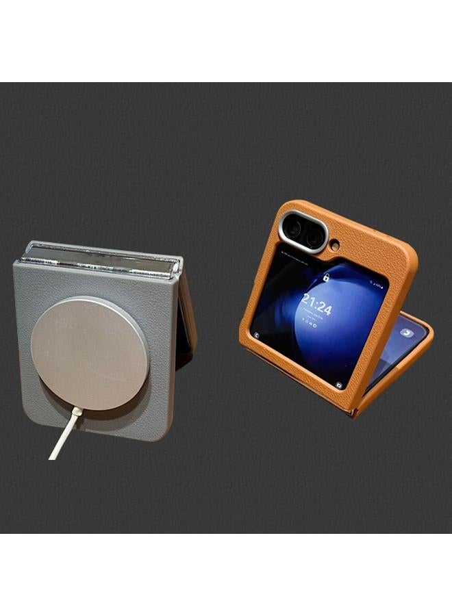 اس-توب جراب لهاتف Samsung Galaxy Z Flip6 بتصميم من الجلد مع غطاء MagSafe كامل التغطية - Image 5