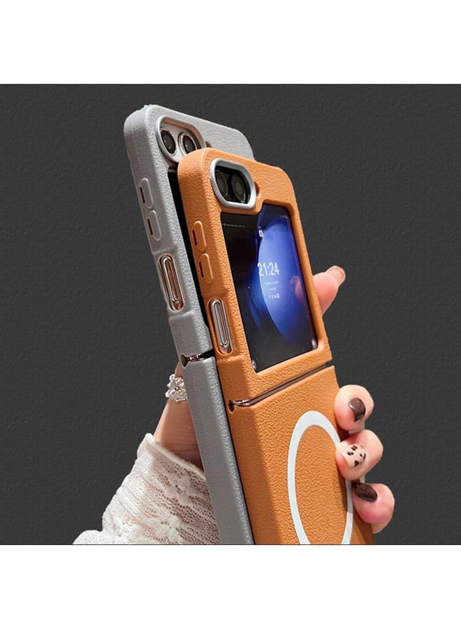 اس-توب جراب لهاتف Samsung Galaxy Z Flip6 بتصميم من الجلد مع غطاء MagSafe كامل التغطية - Image 3