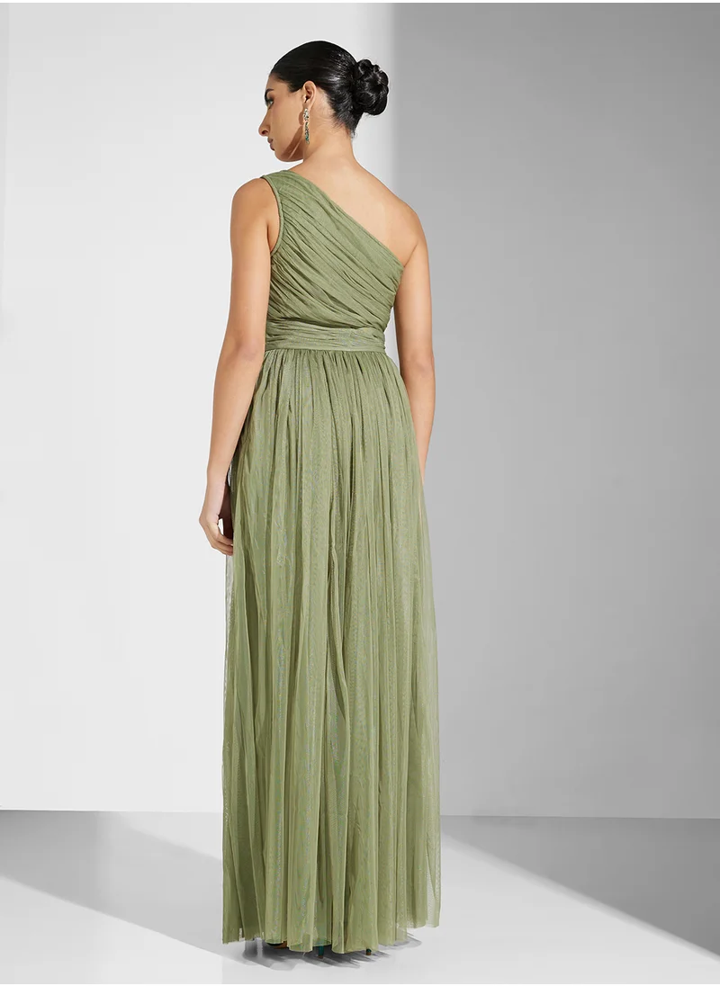 ليس اند بيدز One Shoulder Tulle Maxi Dress