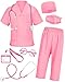 ICECUTE Doctor Scrubs for Kids7 Pcs Scrubs Costume with Accessories Halloween Costume for Boy Girls311 Years Pink 78Years - Image 3