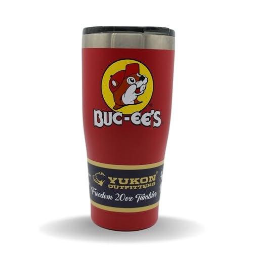 Bucees Red Stainless Steel Tumbler With Bucky the Beaver Double Wall Vacuum Insulated 20 Ounces