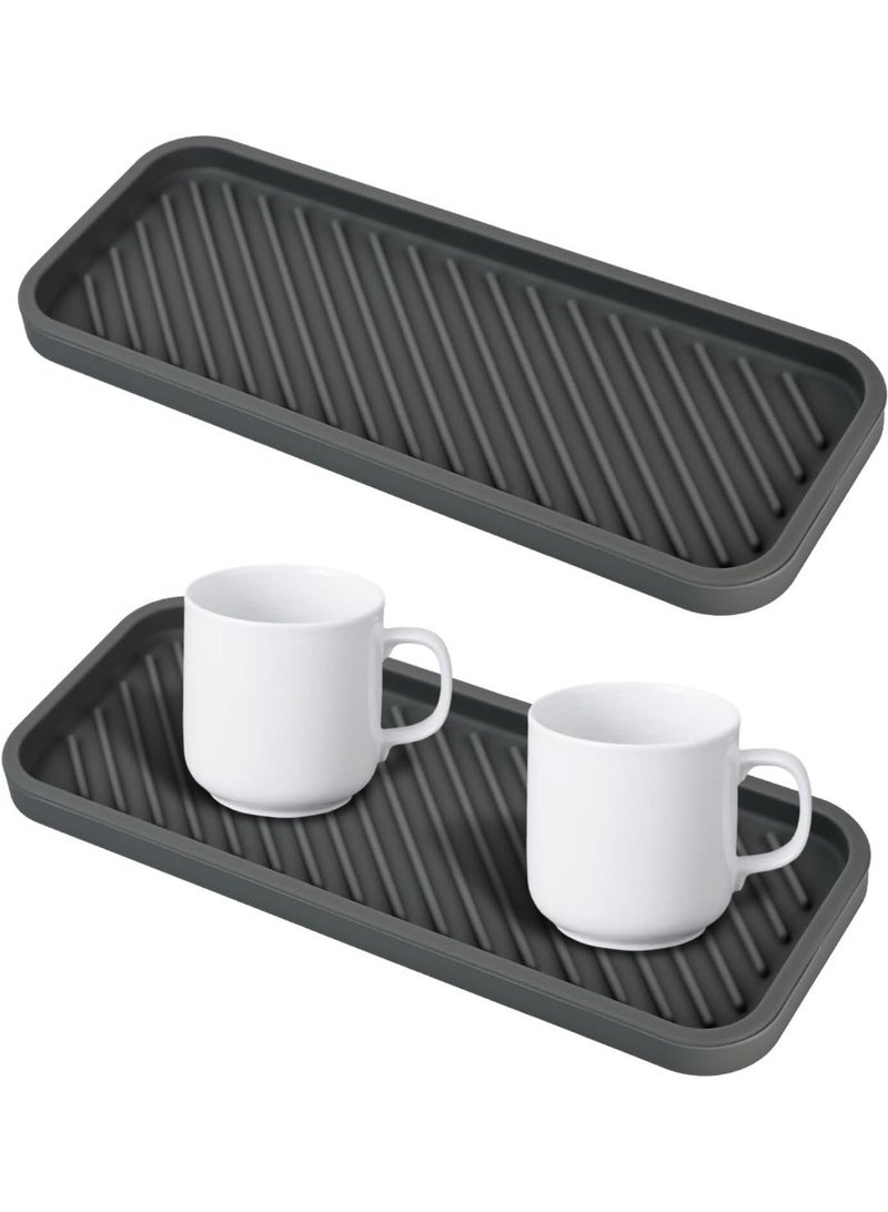 Arabest 2-pack Silicone Sink Organizer Tray,Multi-functional Draining Mat for Dinning Table,Bathroom,Makeup,kitchen sink organizer,Heat Resistant,BPA Free,Non-Slip and Easy to Clean,9x3.5Inch. (gray) - Image 1