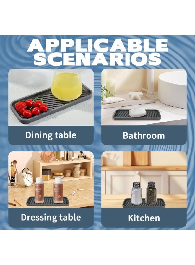 Arabest 2-pack Silicone Sink Organizer Tray,Multi-functional Draining Mat for Dinning Table,Bathroom,Makeup,kitchen sink organizer,Heat Resistant,BPA Free,Non-Slip and Easy to Clean,9x3.5Inch. (gray) - Image 4