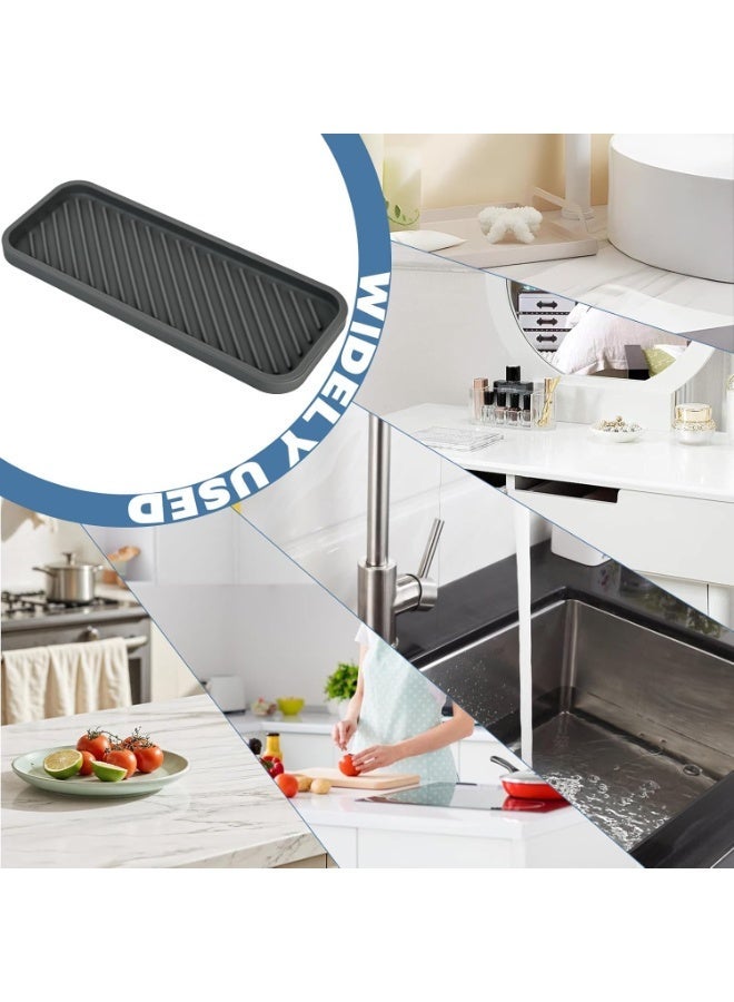 Arabest 2-pack Silicone Sink Organizer Tray,Multi-functional Draining Mat for Dinning Table,Bathroom,Makeup,kitchen sink organizer,Heat Resistant,BPA Free,Non-Slip and Easy to Clean,9x3.5Inch. (gray) - Image 5