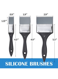 Falling In art Falling in Art Silicone Paint Brush Set, Lined Edged Flexible Color Shapers, Flat Shaped Painting Tool for Water Based Acrylic Paints, Gouache, Oil, and All Water soluable Mediums 3Pcs(1'', 2'', 3'')  - Image 2