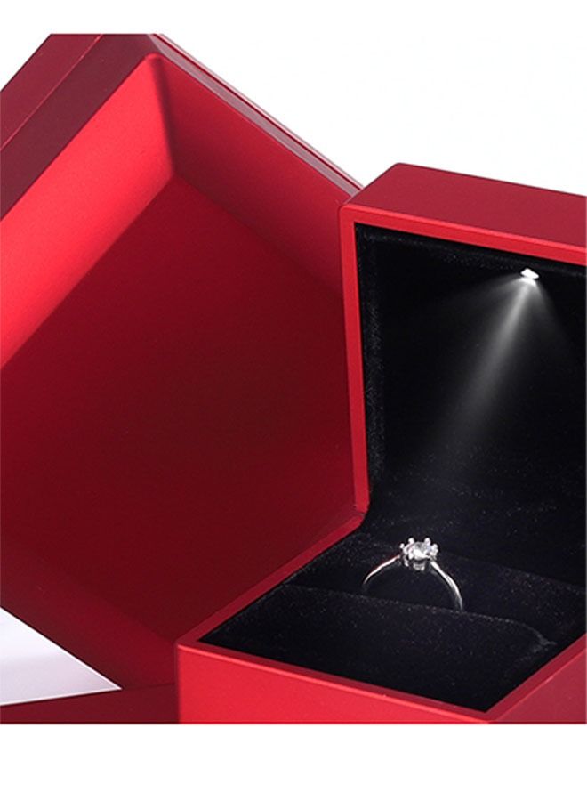 Ant Luxury Ring Box, Square Wedding Ring Case Jewelry Gift Box with LED, for Engagement Wedding Gift (Red)  - Image 3