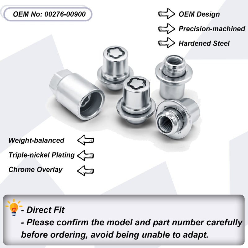 FHRHRY 00276-00900 Wheel Lock Lug Nuts Set M12 x 1.5, Compatible with 2001-2025 Toyota Avalon C-HR Camry Celica Corolla Highlander Matrix Mirai MR2 Prius RAV4 Sienna Solara Tacoma Venza Yaris & Lexus, Chrome - Image 5
