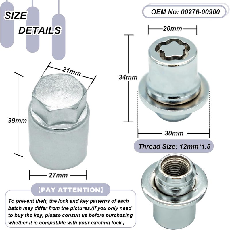 FHRHRY 00276-00900 Wheel Lock Lug Nuts Set M12 x 1.5, Compatible with 2001-2025 Toyota Avalon C-HR Camry Celica Corolla Highlander Matrix Mirai MR2 Prius RAV4 Sienna Solara Tacoma Venza Yaris & Lexus, Chrome - Image 3