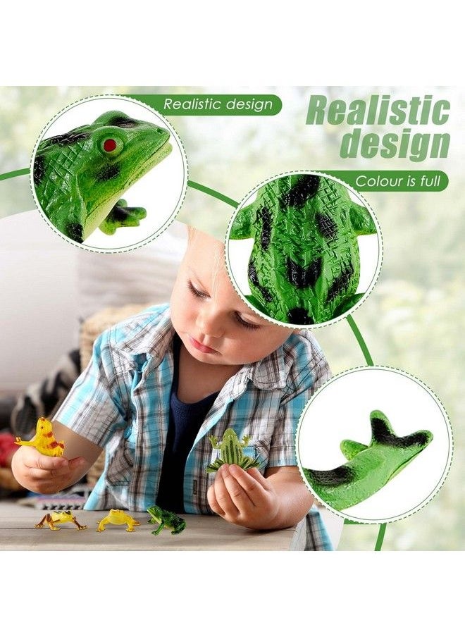 Hungdao - 48 Packs Mini Plastic Frog Toys And Artificial Lily Pads Include 24 Colorful Realistic Frogs Rainforest Animals Figures Character Toys And 24 Floating Foam Leaves For Pool Decor Party Favor - Image 1