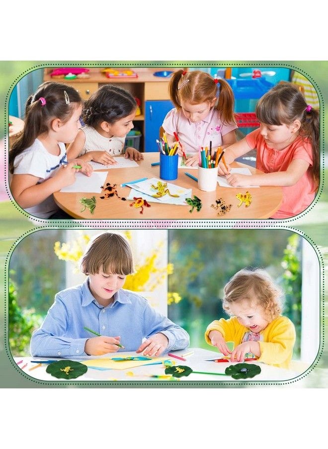 Hungdao - 48 Packs Mini Plastic Frog Toys And Artificial Lily Pads Include 24 Colorful Realistic Frogs Rainforest Animals Figures Character Toys And 24 Floating Foam Leaves For Pool Decor Party Favor - Image 1