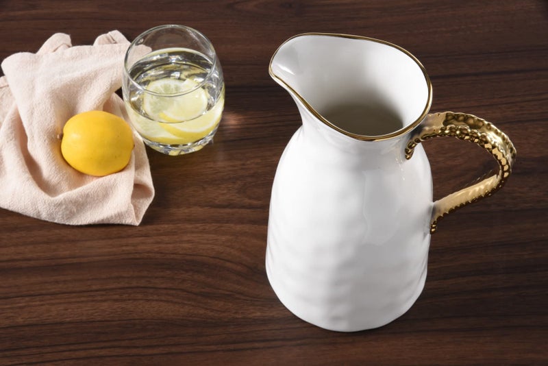 Pampa Bay Golden Salerno Titanium-Plated Porcelain Water Pitcher, 8.25 x 6.25 x 4.75in - Image 4