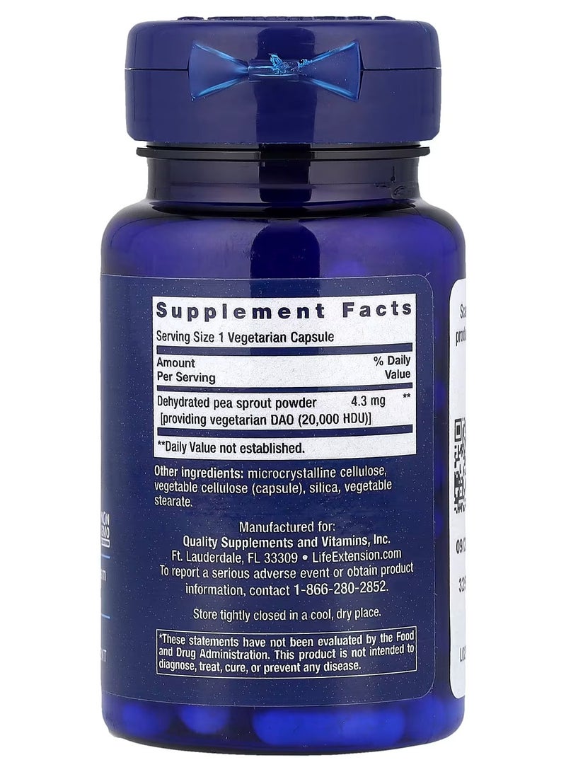 Life Extension Food Sensitivity Relief with Diamine Oxidase (DAO) 60 Vegetarian Capsules (4.3 mg per Capsule) - Image 2