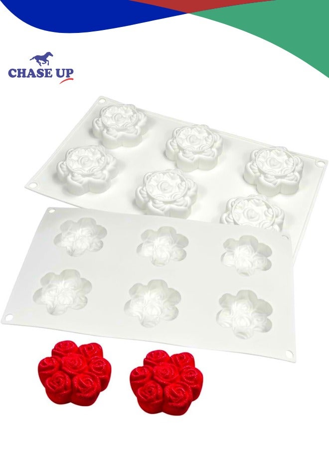 Chase Up Silicone Mold, Cake Baking Molds for Dessert Cake Mousse Heart Shape Molds for Making Handmade Soap Making Chocolate Mould (C_ Flower Rose) - Image 1