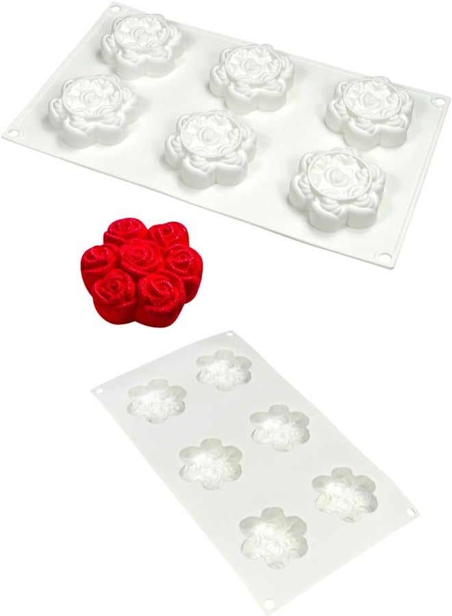 Chase Up Silicone Mold, Cake Baking Molds for Dessert Cake Mousse Heart Shape Molds for Making Handmade Soap Making Chocolate Mould (C_ Flower Rose) - Image 2