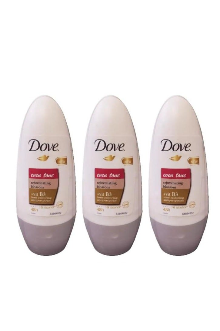 Dove 3 packs of women's even skin tone roll-on deodorant 50ml - Image 1