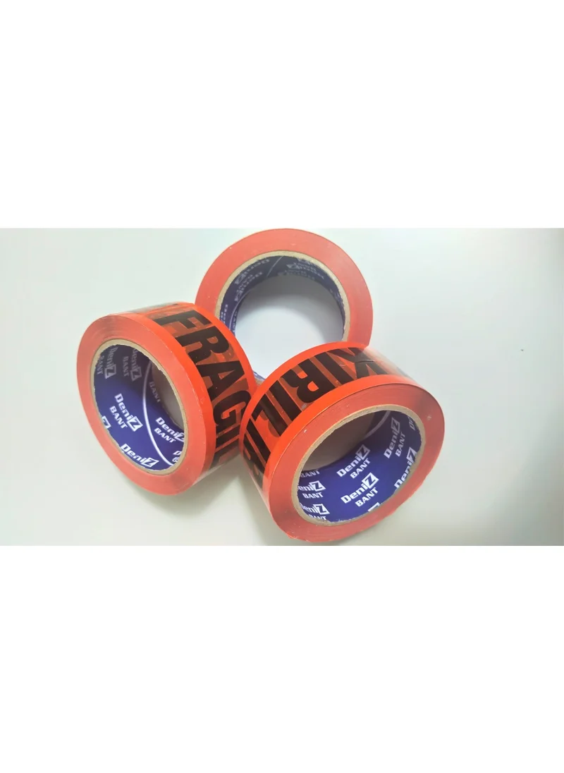 Deniz Bant Deniz Tape Caution Fragile Printed Duct Tape 45 mm x 100 Meters (12 Pieces)