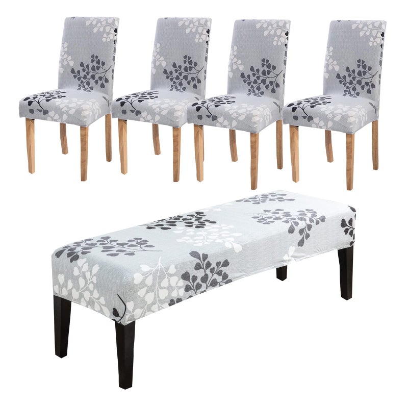 CRFATOP Dining Room Chair Covers Slipcovers Set of 4 with Bench Chair Cover tretch Dining Chair Covers Upholstered Bench Slipcover for Hotel Ceremony Banquet Wedding Party18 - Image 2