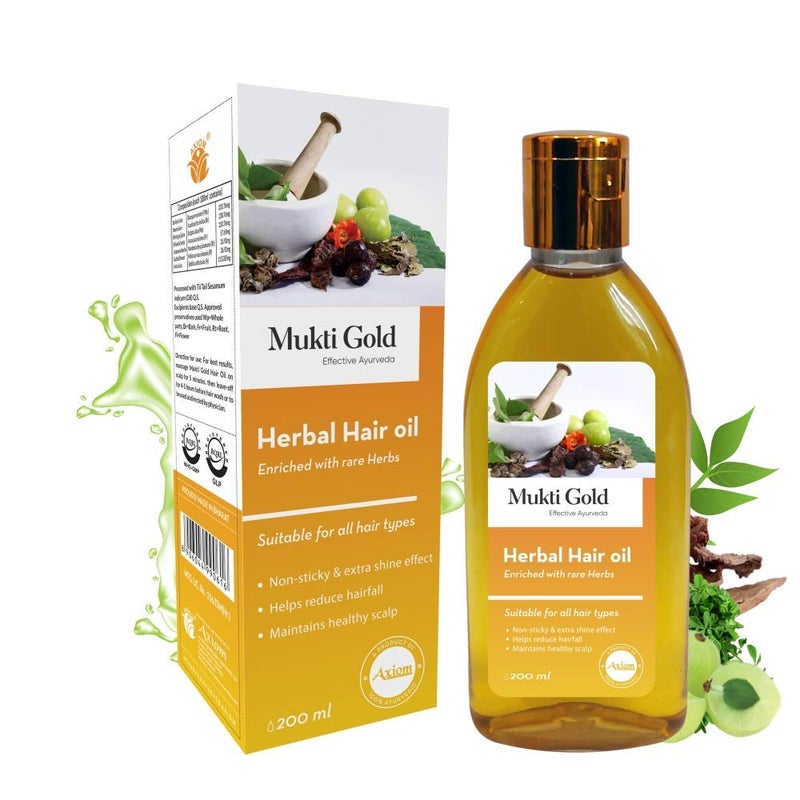 Axiom Herbal Hair OIl 200mL Pack of 2 Helps to prevent Hair Loss makes hair shiny Helps to reduce scalp irritation Enriched with the Ingredients of Almond Rose Neem Lemon - Image 2