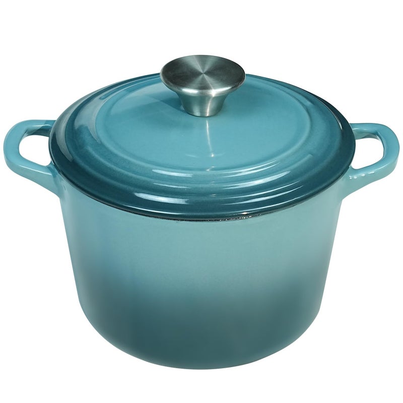 Flavehc Dutch Oven Pot with Lid 18 qt Cast Iron Dutch Oven for Bread Baking Slateblue Enameled Cast Iron Rice Pot with Handels