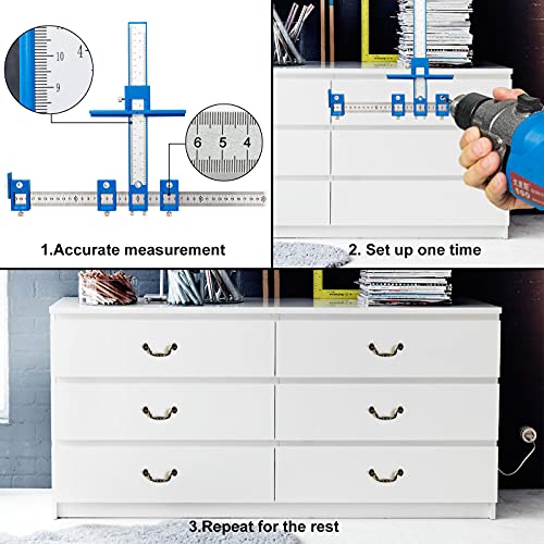 TBVHOMM Cabinet Hardware Jig, Punch Locator Drill Guide,Wood Drilling Dowelling Guide for Installation of Handles Knobs on Doors and Drawer, Cabinet Template Tool for Handles and Pulls - Image 3