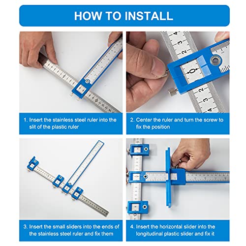 TBVHOMM Cabinet Hardware Jig, Punch Locator Drill Guide,Wood Drilling Dowelling Guide for Installation of Handles Knobs on Doors and Drawer, Cabinet Template Tool for Handles and Pulls - Image 4