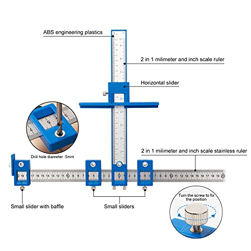 TBVHOMM Cabinet Hardware Jig, Punch Locator Drill Guide,Wood Drilling Dowelling Guide for Installation of Handles Knobs on Doors and Drawer, Cabinet Template Tool for Handles and Pulls - Image 2
