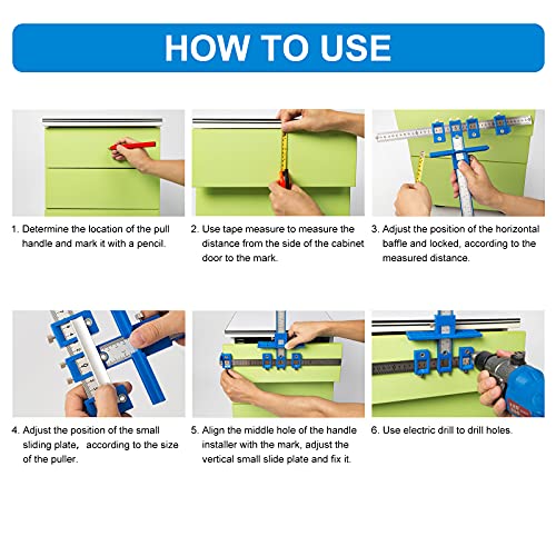 TBVHOMM Cabinet Hardware Jig, Punch Locator Drill Guide,Wood Drilling Dowelling Guide for Installation of Handles Knobs on Doors and Drawer, Cabinet Template Tool for Handles and Pulls - Image 5