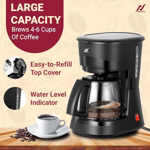 NexLev Drip Coffee Maker |Filter Coffee for Home & Office | 4-6 Cups | Warming Plate|Borosilicate Carafe | Reusable & Washable Filter | Anti Drip | 750 ml | Cone Filter | Water Level Indicator |CF-01 - Image 2