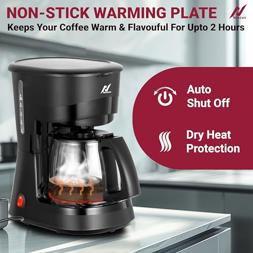 NexLev Drip Coffee Maker |Filter Coffee for Home & Office | 4-6 Cups | Warming Plate|Borosilicate Carafe | Reusable & Washable Filter | Anti Drip | 750 ml | Cone Filter | Water Level Indicator |CF-01 - Image 3