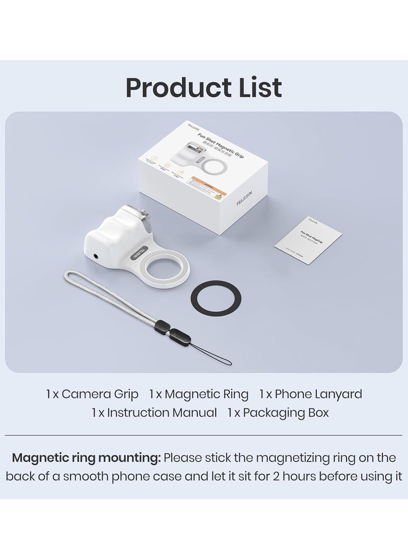 TELESIN Magnetic Phone Camera Grip, Smartphone Shooting Holder Selfie Handle Snap with Wireless Shutter Button Remote for iPhone 16 15 14 13 12 Pro Max Android Cellphone Vlog Video Photography